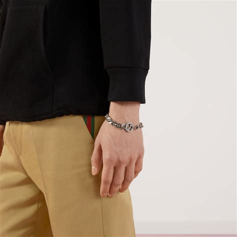 gucci chain bracelet gold|gucci interlocking silver bracelet.